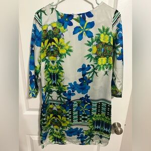 Rare London Floral Print Dress with Blue and Yellow Accents